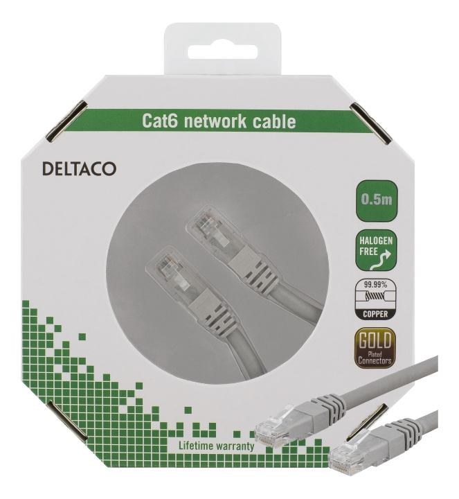 DELTACO U/UTP Cat6 laitekaapeli, 0,5m, 250MHz, LSZH, harmaa ryhmässä TIETOKOONET & TARVIKKEET / Kaapelit & Sovittimet / Verkko / Cat6 @ TP E-commerce Nordic AB (C18156)