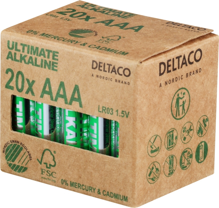DELTACO Ultimate Alkaline AAA-batteri, 20-pack ryhmässä KODINELEKTRONIIKKA / Paristot & Laturit / Akut / AAA @ TP E-commerce Nordic AB (C18277)