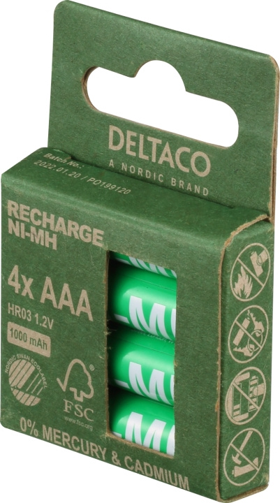 DELTACO laddbara AAA-batterier, 1000mAh, 4-pack ryhmässä KODINELEKTRONIIKKA / Paristot & Laturit / Ladattavat paristot / AAA @ TP E-commerce Nordic AB (C18284)