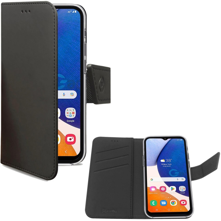 Celly Wallet Case Galaxy A14 5G Svart ryhmässä ÄLYPUHELIMET JA TABLETIT / Puhelimen suojakotelo / Samsung @ TP E-commerce Nordic AB (C18358)