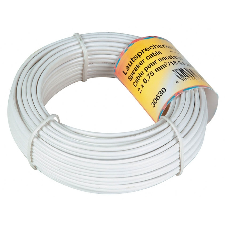 Hama Högtalarkabel 2x0.75 mm2 25p Bulk Vit 10m ryhmässä KODINELEKTRONIIKKA / Kaapelit & Sovittimet / Kaiutinkaapelit @ TP E-commerce Nordic AB (C18463)