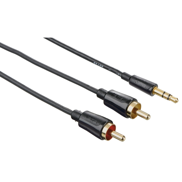 Hama Kabel Audio 3.5mm-2xRCA Flexislim Guld Svart 1.5m ryhmässä KODINELEKTRONIIKKA / Kaapelit & Sovittimet / RCA / Kaapelit @ TP E-commerce Nordic AB (C18518)