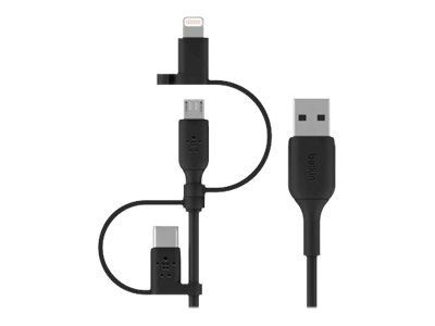 Belkin Boost 3 i 1 kabel, Lightning, Type C, Micro USB ryhmässä ÄLYPUHELIMET JA TABLETIT / Laturit & Kaapelit / Kaapelit / Tyyppi C -kaapelit @ TP E-commerce Nordic AB (C18856)