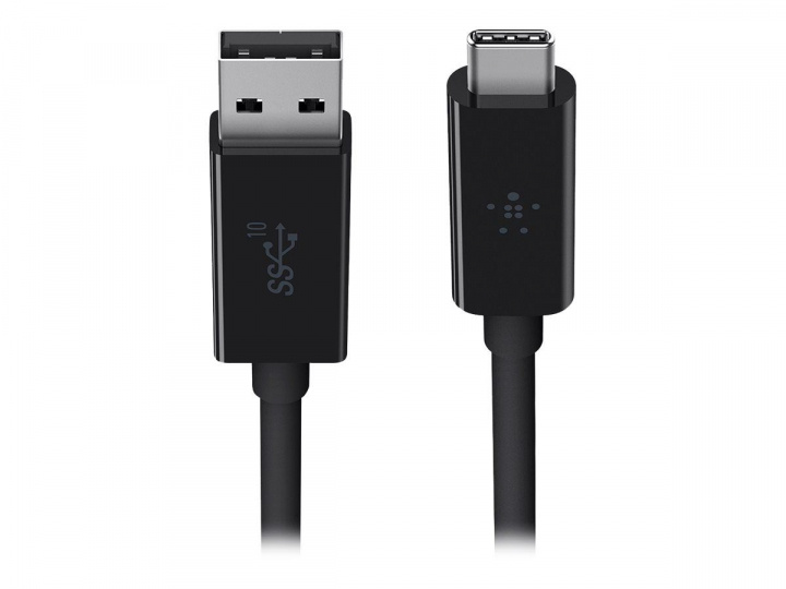 Belkin USB-C 3.1 To USB-A 3.1 Cable 1m, Svart ryhmässä ÄLYPUHELIMET JA TABLETIT / Laturit & Kaapelit / Kaapelit / Tyyppi C -kaapelit @ TP E-commerce Nordic AB (C18879)