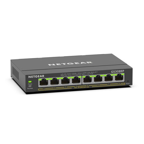 Netgear 8PT GE PLUS SWCH W/ POE+ ryhmässä TIETOKOONET & TARVIKKEET / Verkko / Kytkimet @ TP E-commerce Nordic AB (C19398)