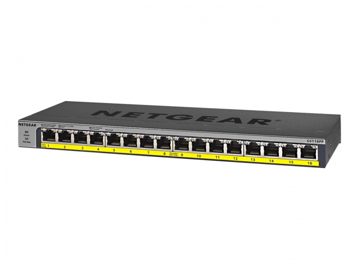 Netgear GS116LP Gigabit Ethernet Unmanaged Switch ryhmässä TIETOKOONET & TARVIKKEET / Verkko / Kytkimet / 10/100/1000Mbps @ TP E-commerce Nordic AB (C19433)