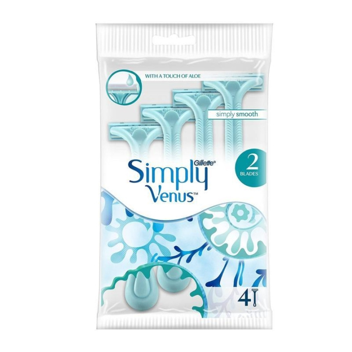 Gillette Simply Venus 2 Disposable Razors 4-pack ryhmässä KAUNEUS JA TERVEYS / Hiukset &Stailaus / Sheivaus ja trimmaus / Partahöylät & Tarvikkeet @ TP E-commerce Nordic AB (C19950)