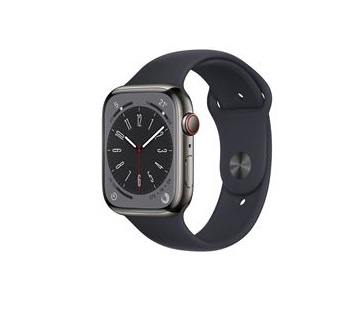 Apple Watch Ser 8 GPS+Cell 45mm Graphite Stainless Steel Case Midn ryhmässä ÄLYPUHELIMET JA TABLETIT / Urheilu, koti ja vapaa-aika / Apple Watch & tarvikkeet / Apple Watch @ TP E-commerce Nordic AB (C21358)