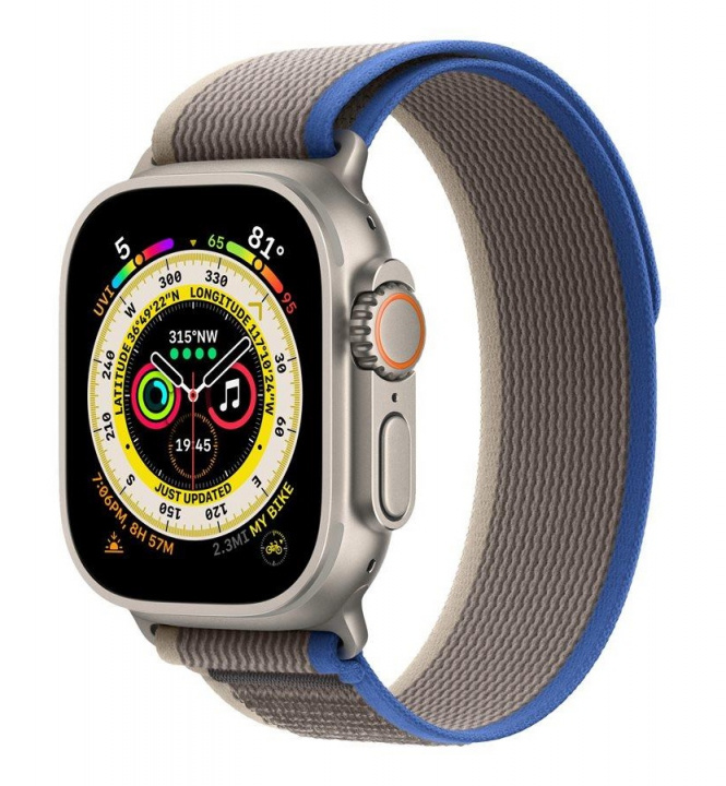 Apple Watch Ultra GPS + Cell 49mm Blue/Gray Trail Loop M/L ryhmässä ÄLYPUHELIMET JA TABLETIT / Urheilu, koti ja vapaa-aika / Apple Watch & tarvikkeet / Apple Watch @ TP E-commerce Nordic AB (C21367)