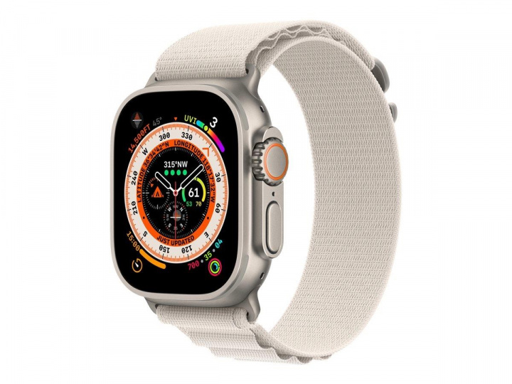 Apple Watch Ultra GPS + Cell 49mm Starlight Alpine Loop - Medium ryhmässä ÄLYPUHELIMET JA TABLETIT / Urheilu, koti ja vapaa-aika / Apple Watch & tarvikkeet / Apple Watch @ TP E-commerce Nordic AB (C21375)