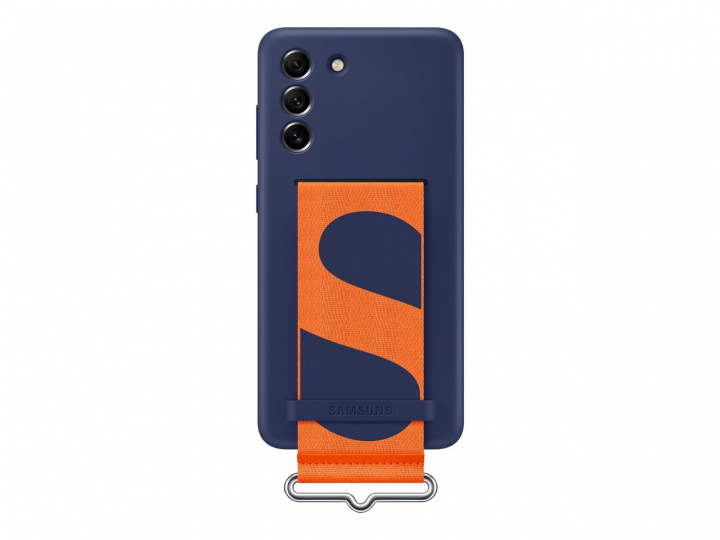 Samsung Silicone Cover W/ Strap Galaxy S21 FE Navy ryhmässä ÄLYPUHELIMET JA TABLETIT / Puhelimen suojakotelo / Samsung @ TP E-commerce Nordic AB (C21914)