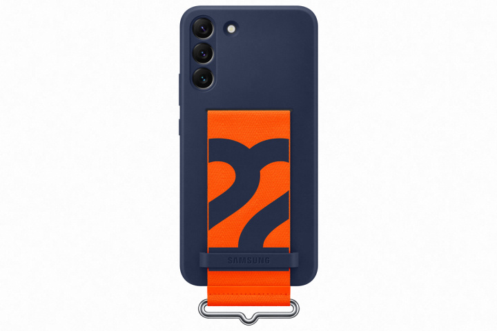 Samsung Silicone Cover With Strap Galaxy S22 Plus Navy ryhmässä ÄLYPUHELIMET JA TABLETIT / Puhelimen suojakotelo / Samsung @ TP E-commerce Nordic AB (C21918)