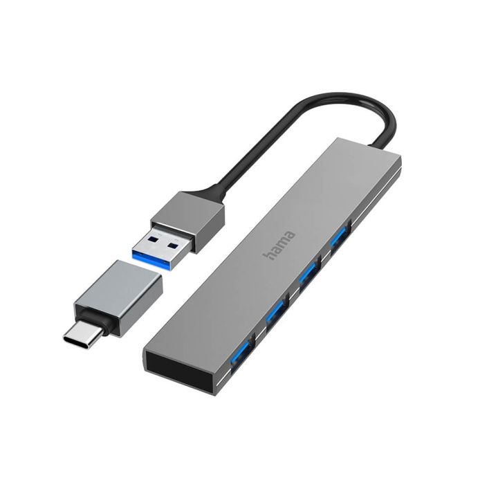HAMA Hub USB-A 3.2 4x Ports 5 Gbit/s USB-C Adapter ryhmässä TIETOKOONET & TARVIKKEET / Tietokonetarvikkeet / USB-telakat @ TP E-commerce Nordic AB (C23472)