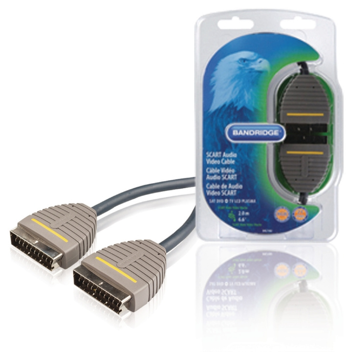 Bandridge SCART-kaapeli SCART Uros - SCART Uros 2.00 m Sininen ryhmässä KODINELEKTRONIIKKA / Kaapelit & Sovittimet / Scart @ TP E-commerce Nordic AB (C23660)