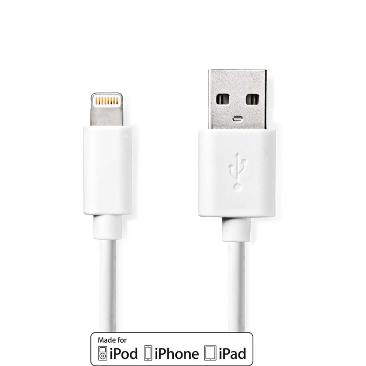 Nedis Lightning Kaapeli | USB 2.0 | Apple Lightning 8-Pin | USB-A Uros | 480 Mbps | Niklattu | 3.00 m | Pyöreä | PVC | Valkoinen | Laatikko ryhmässä ÄLYPUHELIMET JA TABLETIT / Laturit & Kaapelit / Kaapelit / Lightning kaapelit @ TP E-commerce Nordic AB (C23790)