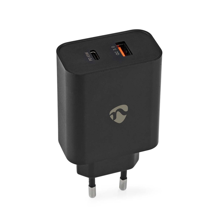 Nedis Seinälaturi | 65 W | Pikalataus-toiminto | 2.0 / 2.25 A / 3.25 A A | Lähtöliitäntöjen määrä: 2 | USB-A / USB-C™ | Automaattinen Jännitteen Valinta | Musta ryhmässä ÄLYPUHELIMET JA TABLETIT / Laturit & Kaapelit / Seinälaturi / Seinälaturi USB @ TP E-commerce Nordic AB (C23931)