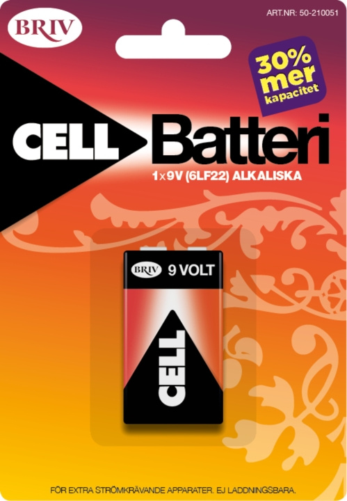 Batteri 9V 6LR61 - 1-pack, 1/12/96 ryhmässä KODINELEKTRONIIKKA / Paristot & Laturit / Akut / 9V @ TP E-commerce Nordic AB (C24204)