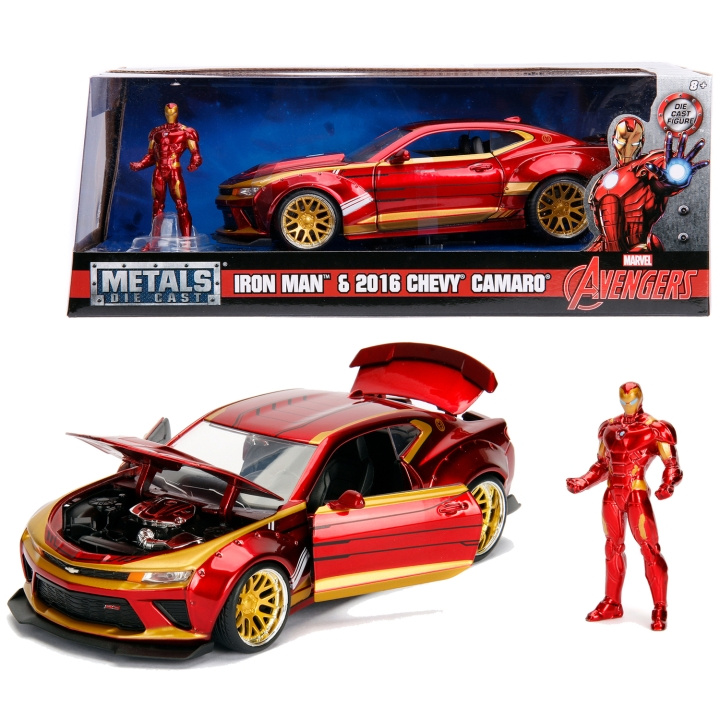 Jada Toys Marvel Ironman 2016 Chevy Camaro SS med Figur 1:24 ryhmässä LELUT, TUOTTEET LAPSILLE JA VAUVOILLE / Leikkikalut, Askartelu &Pelit / Leikkiautot @ TP E-commerce Nordic AB (C24933)