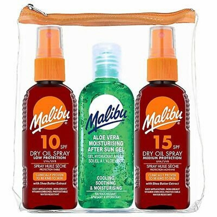 Malibu Dry Oil SPF10 & SPF15 + After Sun 3-pack ryhmässä KAUNEUS JA TERVEYS / Ihonhoito / Rusketus / Aurinkosuoja @ TP E-commerce Nordic AB (C25255)