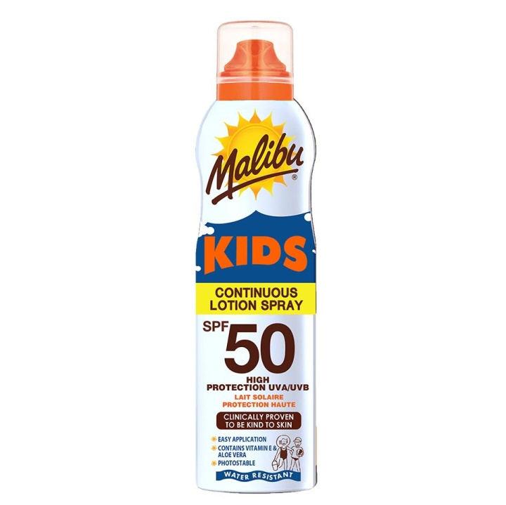Malibu Sun Kids Continuous Lotion Spray SPF50 175ml ryhmässä KAUNEUS JA TERVEYS / Ihonhoito / Rusketus / Aurinkosuoja @ TP E-commerce Nordic AB (C25256)