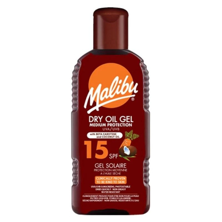 Malibu Dry Oil Gel SPF15 with Carotene & Coconut Oil 200ml ryhmässä KAUNEUS JA TERVEYS / Ihonhoito / Rusketus / Aurinkosuoja @ TP E-commerce Nordic AB (C25259)
