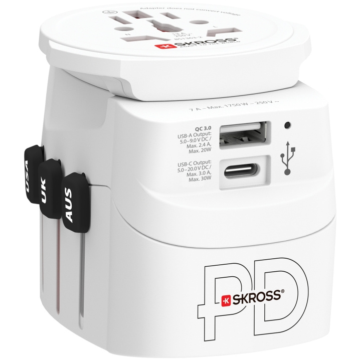 SKROSS PRO Light World AC30PD Reseadapter USB PD 30W ryhmässä KOTI, TALOUS JA PUUTARHA / Sähkö & Valaistus / Matkasovittimet @ TP E-commerce Nordic AB (C25282)