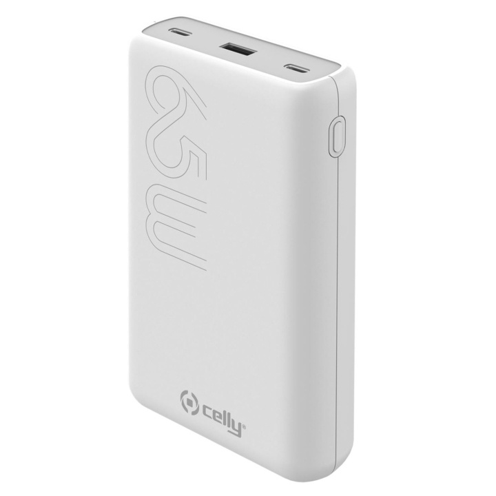 Celly PBPD65W20000 PowerBank PD 65W 20.000 mAh Vit ryhmässä ÄLYPUHELIMET JA TABLETIT / Laturit & Kaapelit / Powerbanks @ TP E-commerce Nordic AB (C25284)