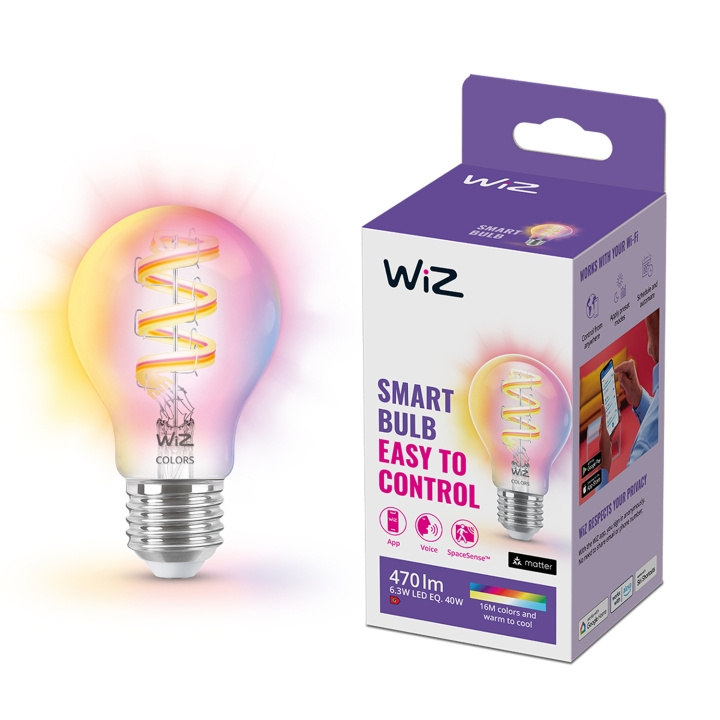 WiZ WiFi Smart LED E27 40W Filament Färg + Varm-kallvit 470lm ryhmässä KODINELEKTRONIIKKA / Valaistus / LED-lamput @ TP E-commerce Nordic AB (C25622)