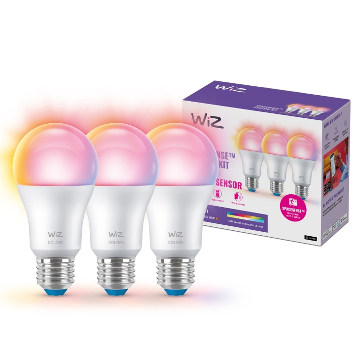 WiZ WiFi Smart LED E27 60W Färg + Varm-kallvit 3-pack ryhmässä KODINELEKTRONIIKKA / Valaistus / LED-lamput @ TP E-commerce Nordic AB (C25626)
