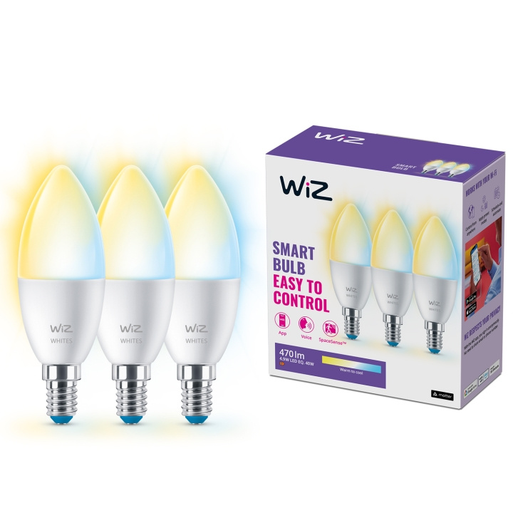 WiZ WiFi Smart LED E14 Kron 40W Varm-kallvit 470 lm 3 pack ryhmässä KODINELEKTRONIIKKA / Valaistus / LED-lamput @ TP E-commerce Nordic AB (C25627)