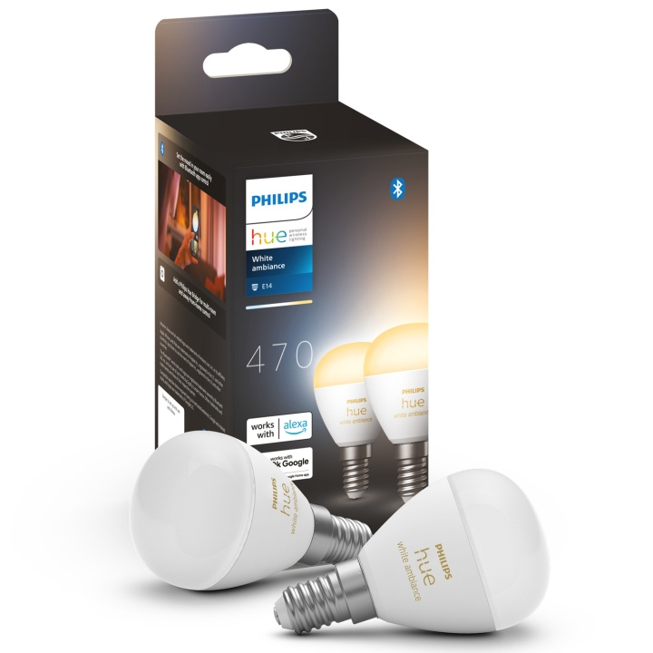 Philips Hue White Ambiance E14 Klot 2-pack ryhmässä KODINELEKTRONIIKKA / Valaistus / LED-lamput @ TP E-commerce Nordic AB (C25633)