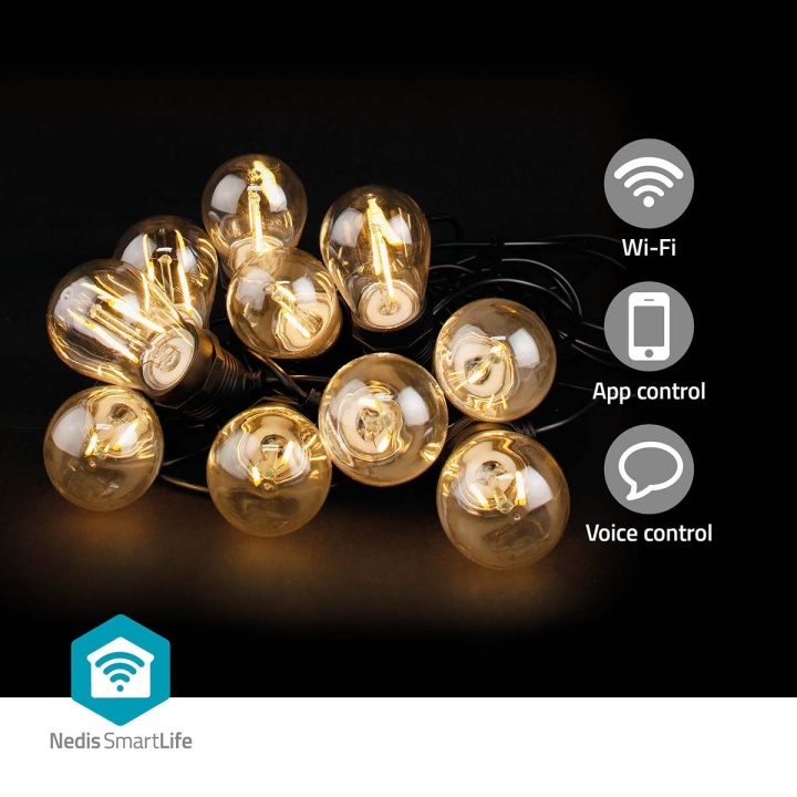 Nedis SmartLife-koristevalot | Partylight | Wi-Fi | Lämmin Valkoinen | 10 LED\'s | 9.00 m | Android™ | Polttimon halkaisija: 45 mm ryhmässä KODINELEKTRONIIKKA / Valaistus / LED-silmukka @ TP E-commerce Nordic AB (C25730)