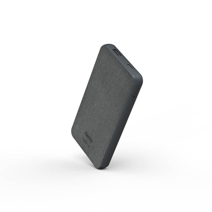 HAMA Powerbank Fabric 10000mAh Grey ryhmässä ÄLYPUHELIMET JA TABLETIT / Laturit & Kaapelit / Powerbanks @ TP E-commerce Nordic AB (C25739)