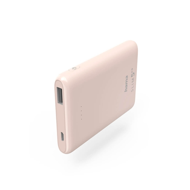 Hama Powerbank Slim 5000mAh Light Pink ryhmässä ÄLYPUHELIMET JA TABLETIT / Laturit & Kaapelit / Powerbanks @ TP E-commerce Nordic AB (C25743)
