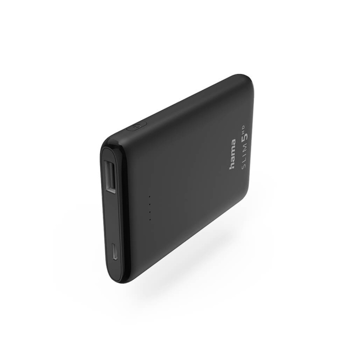 Hama Powerbank Slim 5000mAh Musta ryhmässä ÄLYPUHELIMET JA TABLETIT / Laturit & Kaapelit / Powerbanks @ TP E-commerce Nordic AB (C25745)