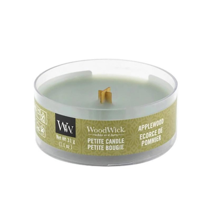 WoodWick Petite - Applewood ryhmässä KAUNEUS JA TERVEYS / Tuoksut & Parfyymit / Muut tuoksut / Tuoksukynttilät @ TP E-commerce Nordic AB (C25959)