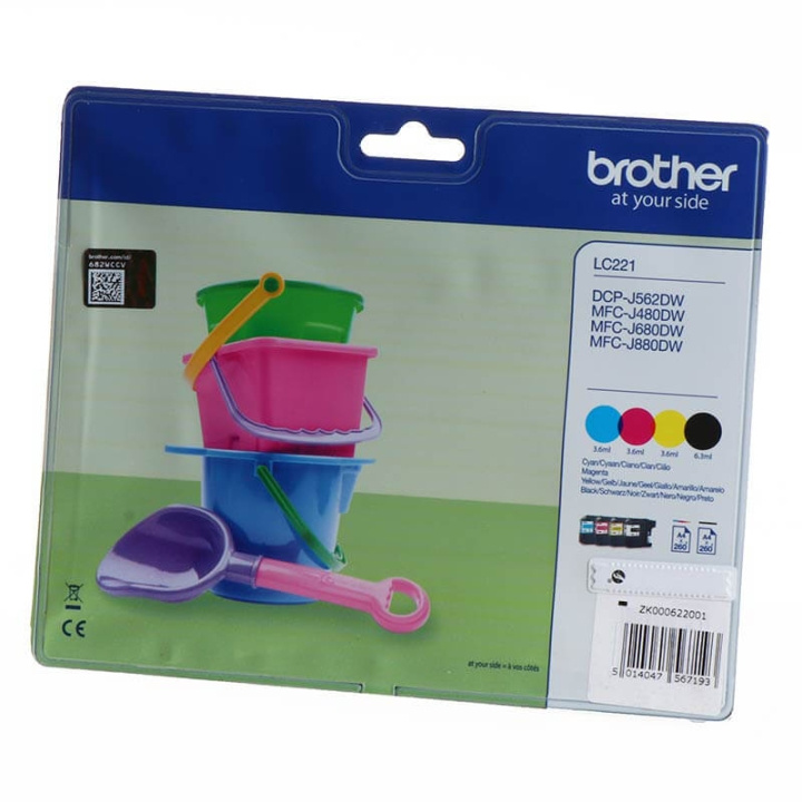 Brother Musteet LC221VALBPDR LC-221 Multipack ryhmässä TIETOKOONET & TARVIKKEET / Tulostimet & Tarvikkeet / Musteet ja väriaineet / Toner / Brother @ TP E-commerce Nordic AB (C26064)