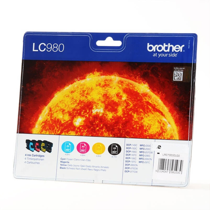 Brother Musteet LC980VALBPDR LC-980 Multipack ryhmässä TIETOKOONET & TARVIKKEET / Tulostimet & Tarvikkeet / Musteet ja väriaineet / Toner / Brother @ TP E-commerce Nordic AB (C26138)