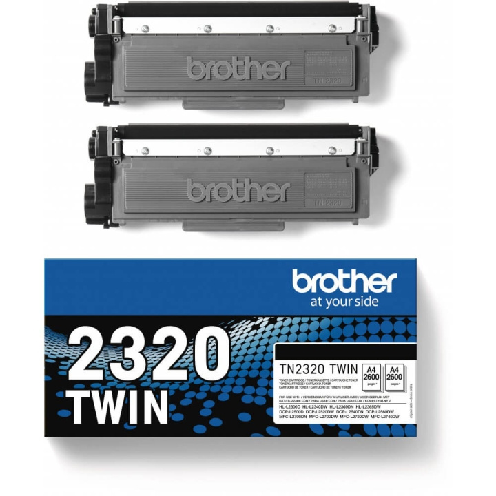 BROTHER Toner TN2320TWIN TN-2320 Black Twin-pack ryhmässä TIETOKOONET & TARVIKKEET / Tulostimet & Tarvikkeet / Musteet ja väriaineet / Toner / Brother @ TP E-commerce Nordic AB (C26274)