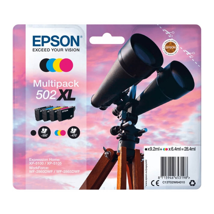 EPSON Musteet C13T02W64010 502XL Multipack Binoculars ryhmässä TIETOKOONET & TARVIKKEET / Tulostimet & Tarvikkeet / Musteet ja väriaineet / Mustepatruunat / Epson @ TP E-commerce Nordic AB (C26689)