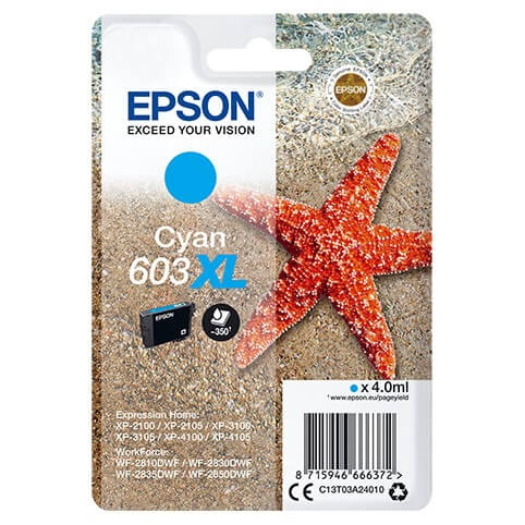 EPSON Musteet C13T03A24010 603XL Cyan Starfish ryhmässä TIETOKOONET & TARVIKKEET / Tulostimet & Tarvikkeet / Musteet ja väriaineet / Mustepatruunat / Epson @ TP E-commerce Nordic AB (C26691)