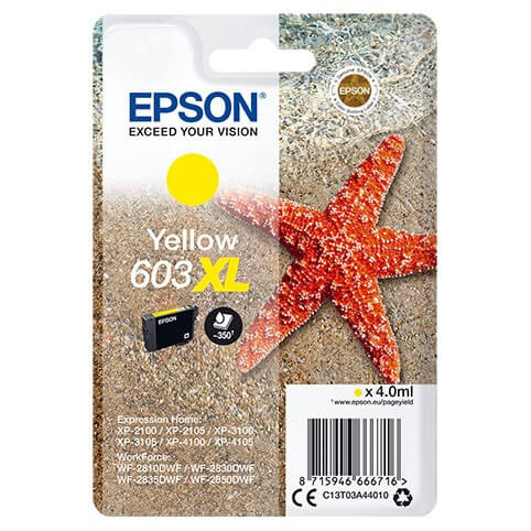 EPSON Musteet C13T03A44010 603XL Keltainen Starfish ryhmässä TIETOKOONET & TARVIKKEET / Tulostimet & Tarvikkeet / Musteet ja väriaineet / Mustepatruunat / Epson @ TP E-commerce Nordic AB (C26693)