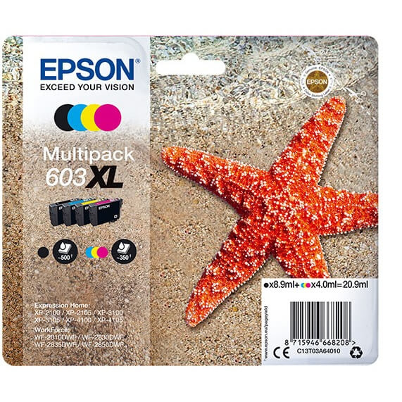 EPSON Musteet C13T03A64010 603XL Multipack Starfish ryhmässä TIETOKOONET & TARVIKKEET / Tulostimet & Tarvikkeet / Musteet ja väriaineet / Mustepatruunat / Epson @ TP E-commerce Nordic AB (C26694)