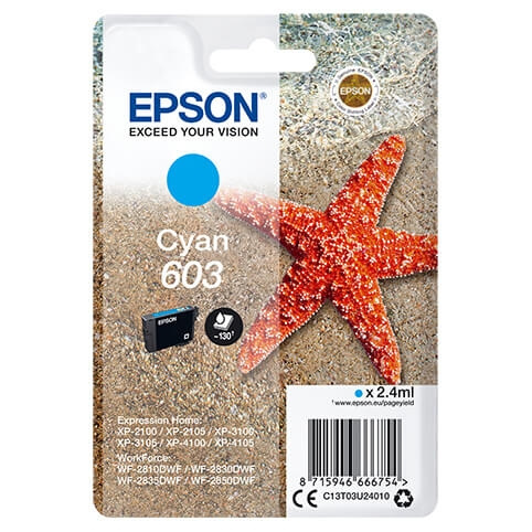 EPSON Musteet C13T03U24010 603 Cyan Starfish ryhmässä TIETOKOONET & TARVIKKEET / Tulostimet & Tarvikkeet / Musteet ja väriaineet / Mustepatruunat / Epson @ TP E-commerce Nordic AB (C26701)