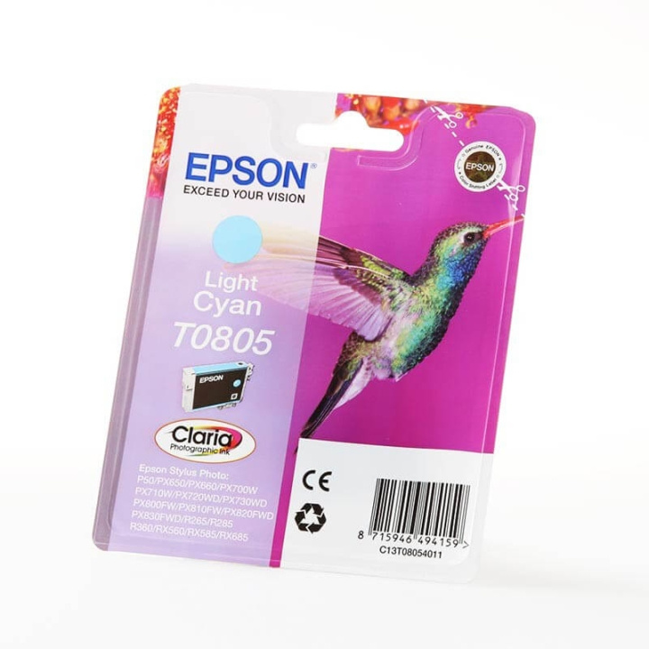 EPSON Musteet C13T08054011 T0805 Vaalean Cyan Hummingbird ryhmässä TIETOKOONET & TARVIKKEET / Tulostimet & Tarvikkeet / Musteet ja väriaineet / Mustepatruunat / Epson @ TP E-commerce Nordic AB (C26746)