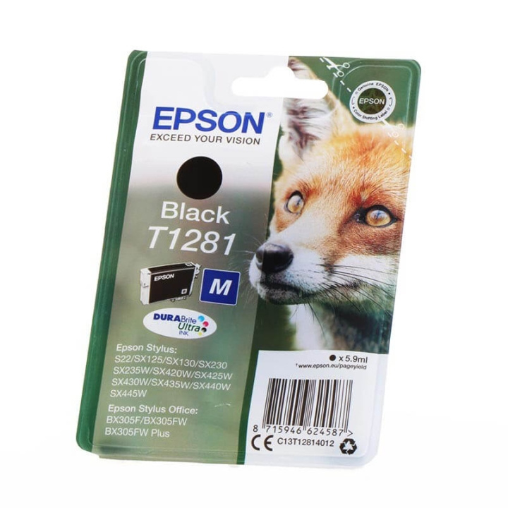 EPSON Musteet C13T12814012 T1281 Musta Fox ryhmässä TIETOKOONET & TARVIKKEET / Tulostimet & Tarvikkeet / Musteet ja väriaineet / Mustepatruunat / Epson @ TP E-commerce Nordic AB (C26748)