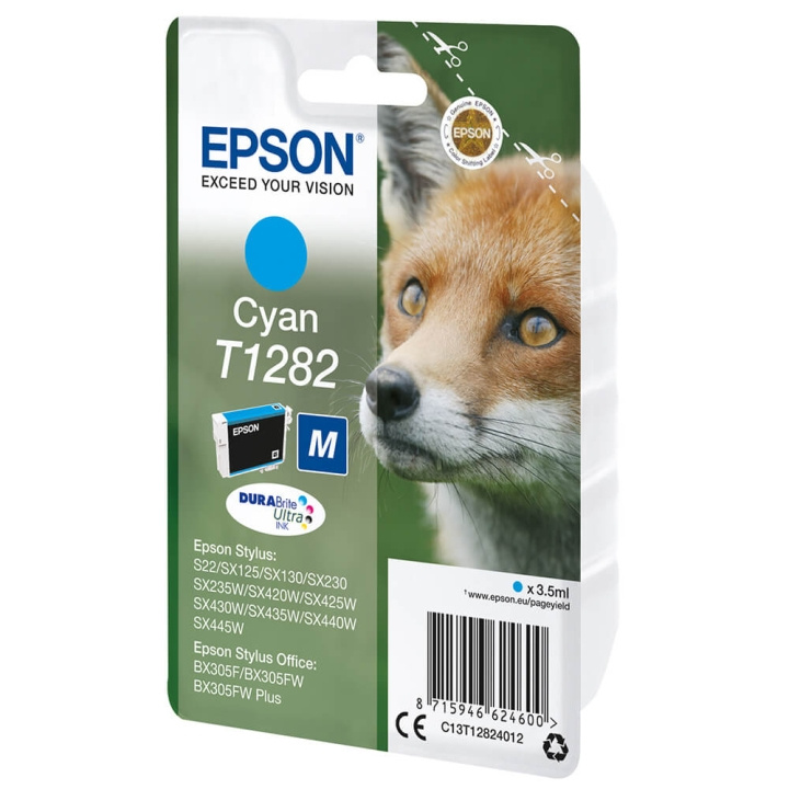 Epson Musteet C13T12824012 T1282 Cyan Fox ryhmässä TIETOKOONET & TARVIKKEET / Tulostimet & Tarvikkeet / Musteet ja väriaineet / Mustepatruunat / Epson @ TP E-commerce Nordic AB (C26749)