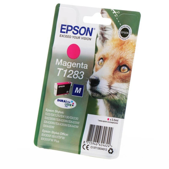 EPSON Musteet C13T12834012 T1283 Magenta Fox ryhmässä TIETOKOONET & TARVIKKEET / Tulostimet & Tarvikkeet / Musteet ja väriaineet / Mustepatruunat / Epson @ TP E-commerce Nordic AB (C26750)