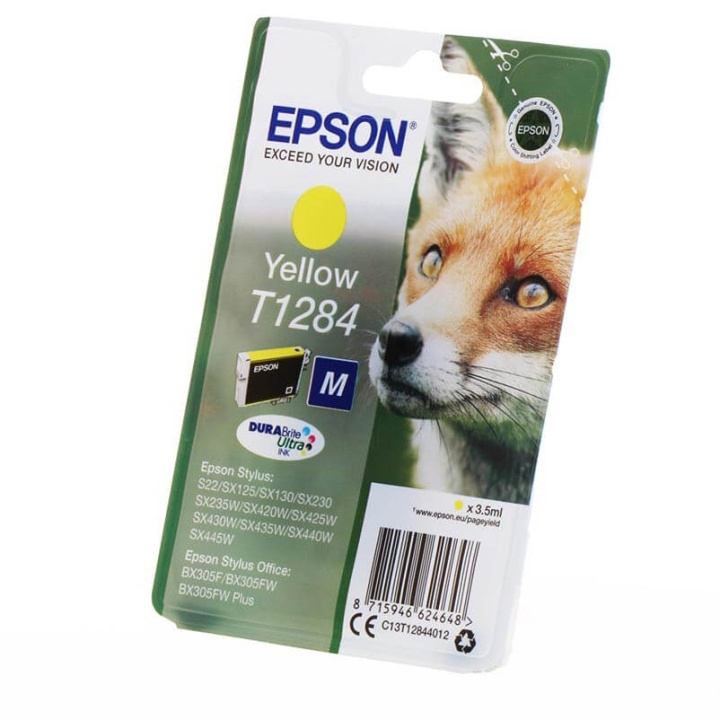 EPSON Musteet C13T12844012 T1284 Keltainen Fox ryhmässä TIETOKOONET & TARVIKKEET / Tulostimet & Tarvikkeet / Musteet ja väriaineet / Mustepatruunat / Epson @ TP E-commerce Nordic AB (C26751)