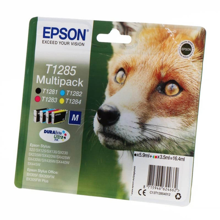 EPSON Musteet C13T12854012 T1285 Multipack Fox ryhmässä TIETOKOONET & TARVIKKEET / Tulostimet & Tarvikkeet / Musteet ja väriaineet / Mustepatruunat / Epson @ TP E-commerce Nordic AB (C26752)